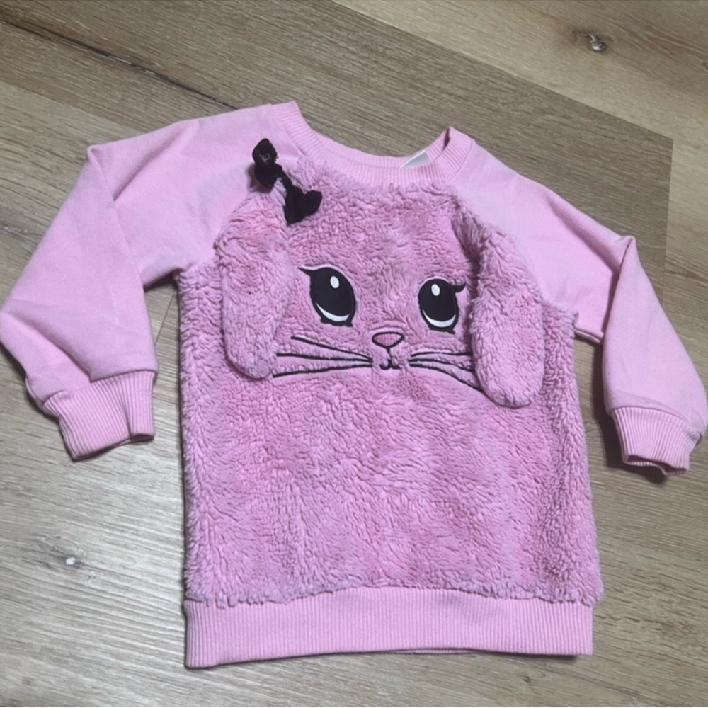 Toddler Girls Fuzzy Bunny Long Sleeve Sweater